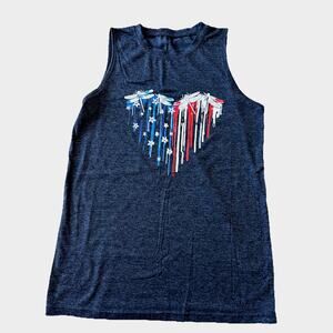 Women American Flag Tank Tops Dragon Fly Heart 4th July SOFT Patriotic Boho S/M